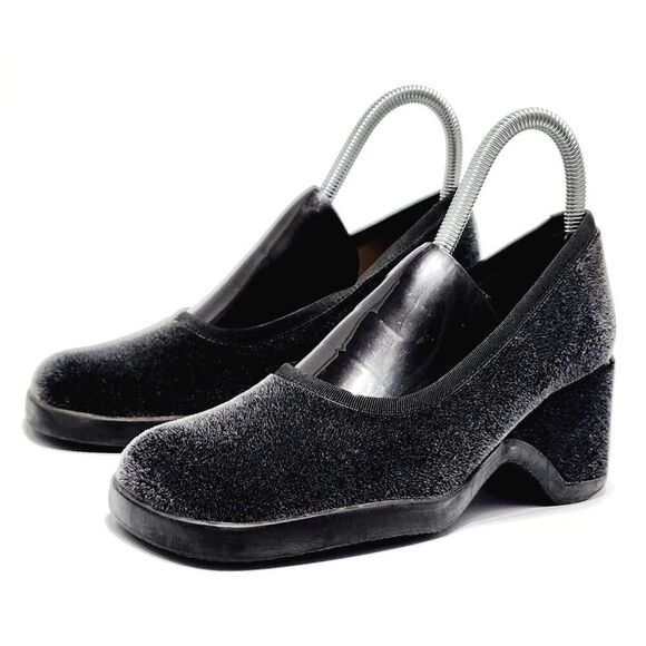 MNG by Mango Women’s Block Heel Velvet Chunky Heel Size 36/5.5 Square Toe Shoes - Picture 7 of 9